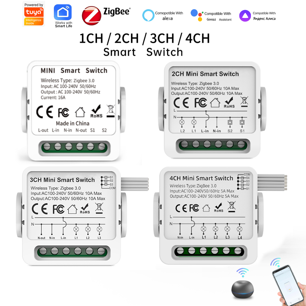 Tuya 4 Channel - สวิตช์อัจฉริยะ Tuya Zigbee 3.0 แบบ 1/2/3/4