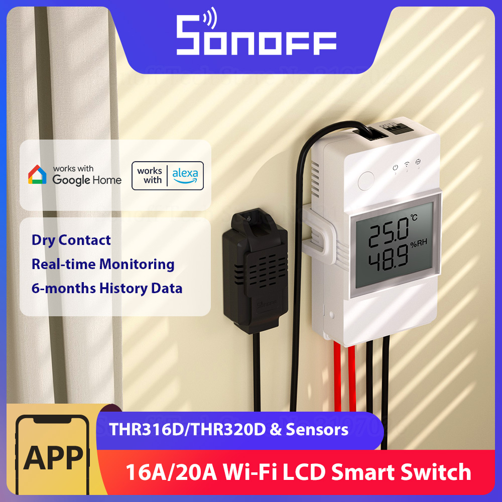 Sonoff Basic - SONOFF THR316D/THR320D อุณหภูมิความชื้นสมาร์ทสวิทช์ 16A/20A แห้งเอาต์พุตหน้าจอ LCD