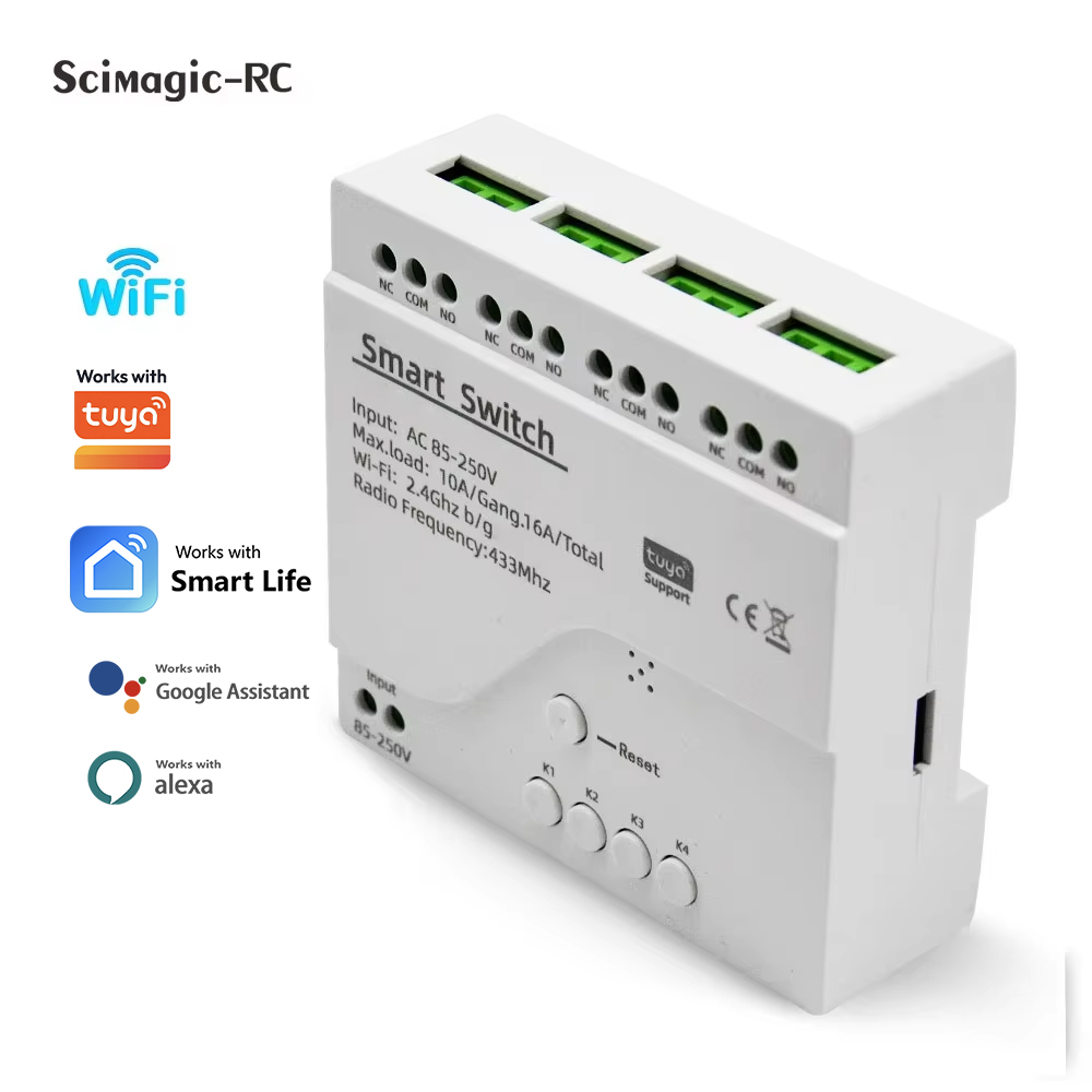 Tuya 4 Channel - สมาร์ทสวิตช์ 4CH รีเลย์โมดูลระบบอัตโนมัติในบ้าน DC 12V 7-32V