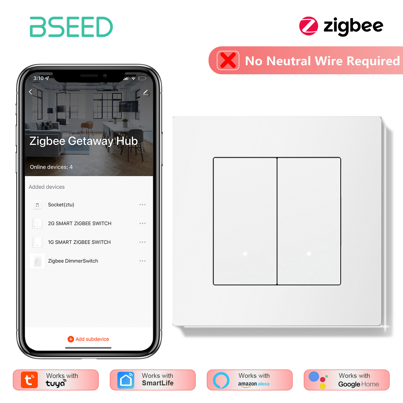 สวิตช์ไฟอัจฉริยะ BSEED 1/2/3/4 - Tuya 4 Channel บทวิจารณ์และราคา